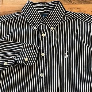 Ralph Lauren Boys Button Down Classic Long Sleeve Shirt Sz 12/14 Striped Preppy
